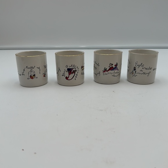 Dessert Set 4 Rosanna Espresso cups & saucers Twelve Days of Christmas Porcelain - Picture 8 of 16